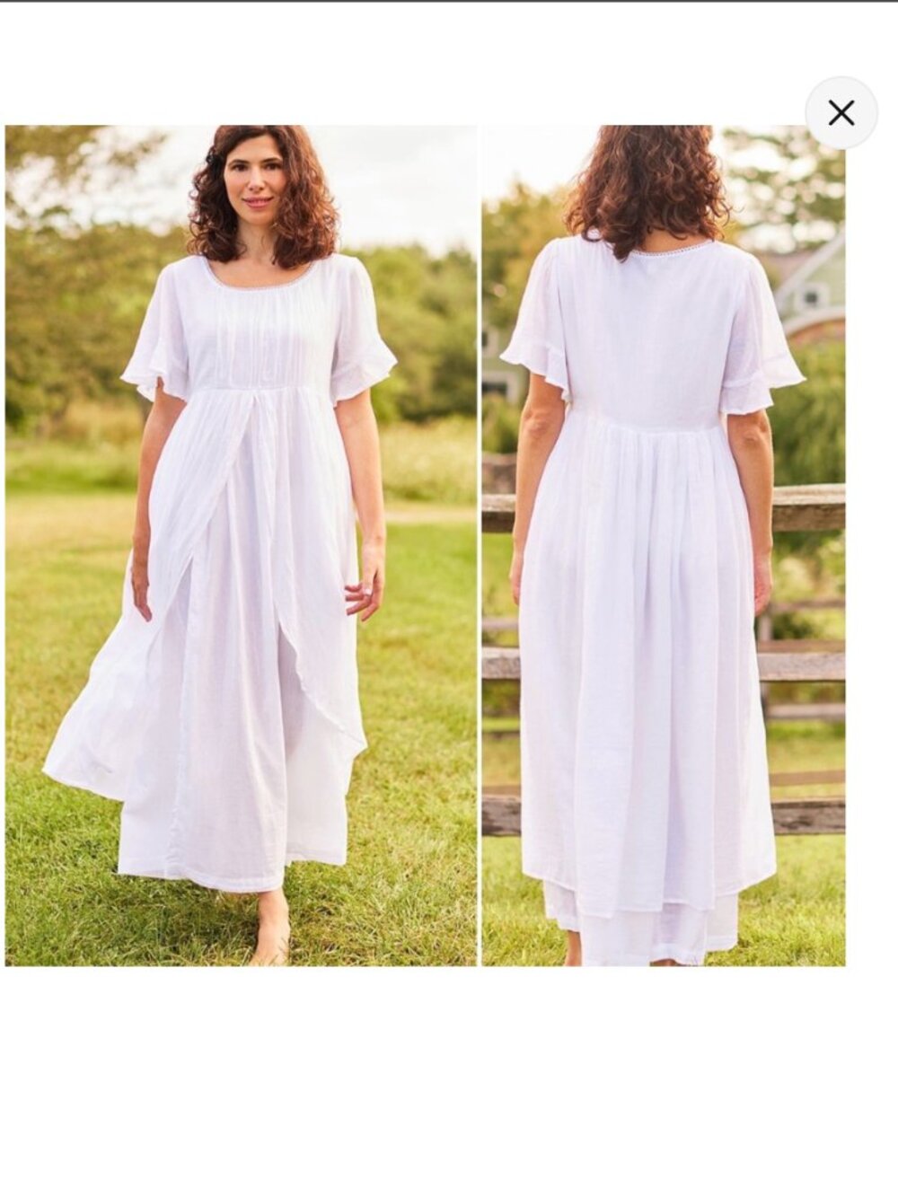 April Cornell White Cotton Gauze Maxi Dress XXS Empire Prairie Cottage Pockets